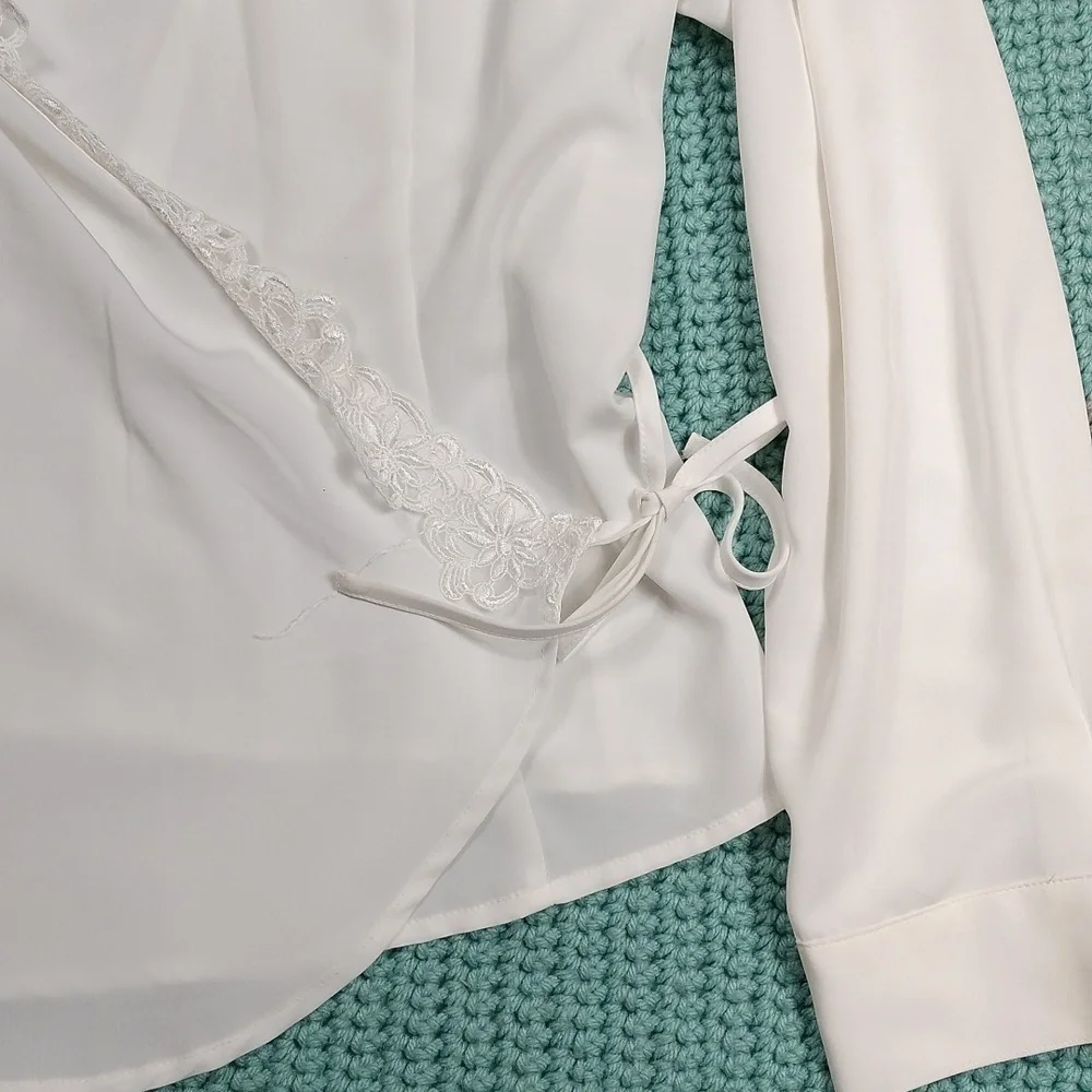 Liz Baker women's floral lace long sleeved blouse size 16 - Picture 8 of 12